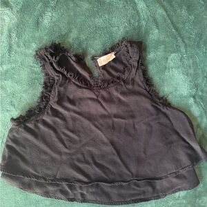 Altar'd State Charcoal Frayed Edge Crop Top